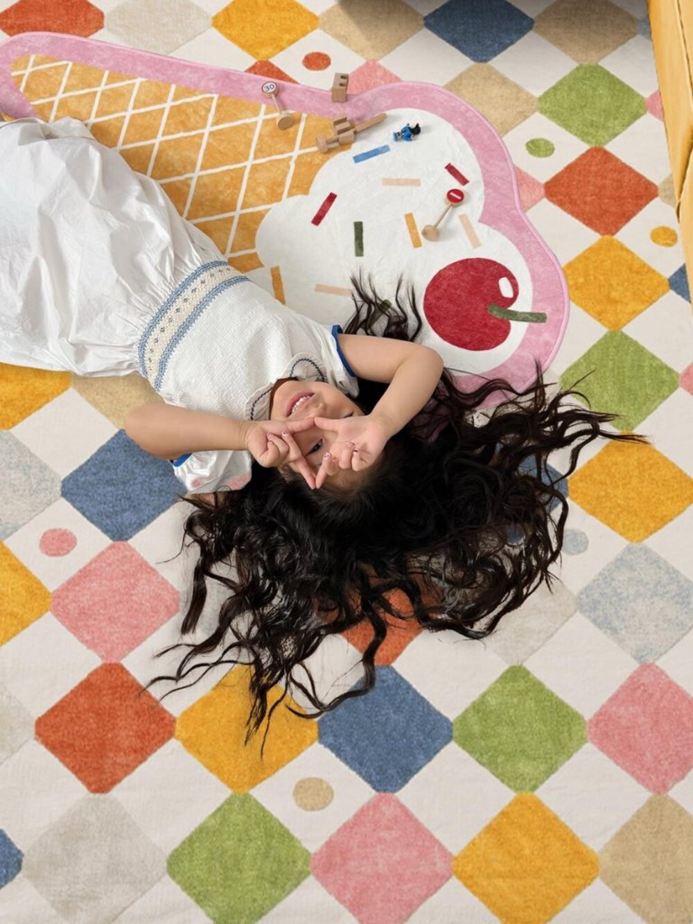6ft Kids Round Rug Washable Colorful Checkered Classroom Rug - Picture 8 of 8